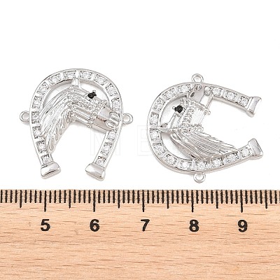 Brass Micro Pave Clear Cubic Zirconia Connector Charms ZIRC-F148-06P-1