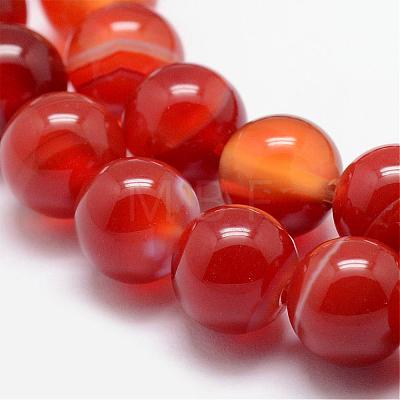 Natural Striped Agate/Banded Agate Bead Strands G-K166-13-10mm-1