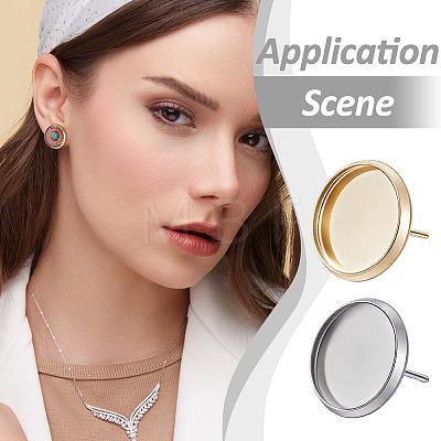 304 Stainless Steel Stud Earring Findings STAS-UN0065-01-1