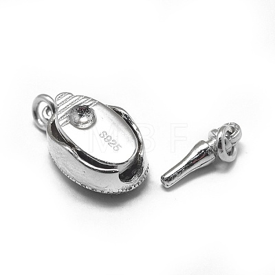 Rhodium Plated 925 Sterling Silver Bayonet Clasps STER-L057-011P-1