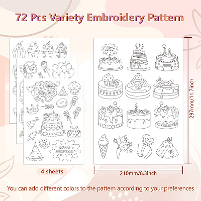 4 Sheets 11.6x8.2 Inch Stick and Stitch Embroidery Patterns DIY-WH0455-158-1