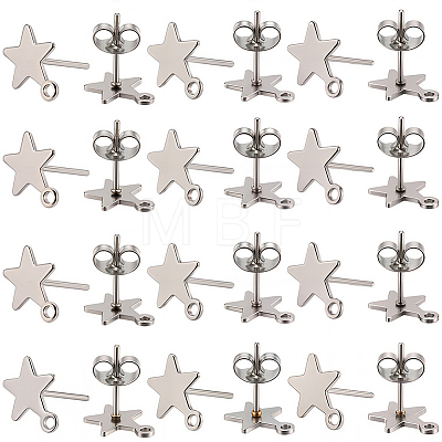 60Pcs 304 Stainless Steel Stud Earring Findings STAS-SC0021-31P-1