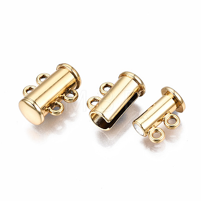 2-Strands Brass Magnetic Slide Lock Clasps X-PALLOY-S140-01G-1