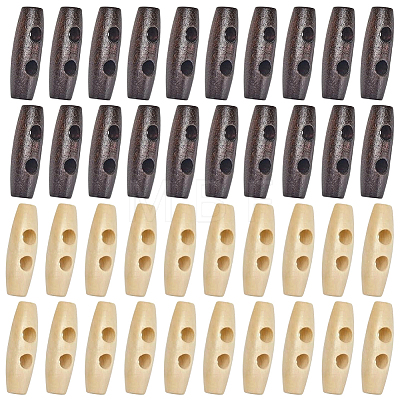 40Pcs 2 Colors Natural Wood Buttons FIND-GF0009-92-1