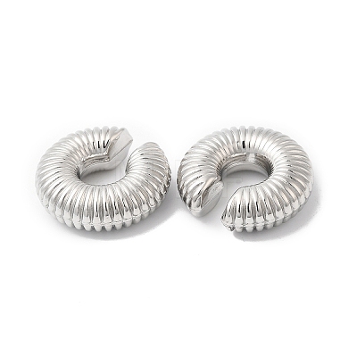 Rack Plating Brass Textured Round Cuff Earrings EJEW-R150-02P-1