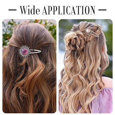 20Pcs 5 Styles Iron Snap Hair Clips with Tibetan Style Alloy Round Trays MAK-TA0001-45-1