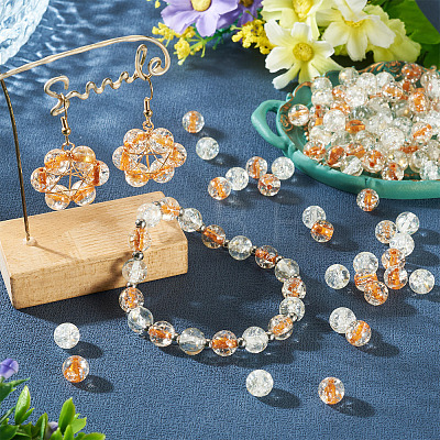 100Pcs Crackle Transparent Glass Beads Strands GLAA-TA0004-11A-1