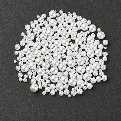 300Pcs 6 Styles No Hole ABS Plastic Imitation Pearl Round Beads MACR-YW0002-57-1