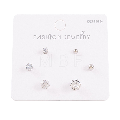 6 Pcs Brass Mirco Pave Clear Cubic Zirconia Ear Studs EJEW-S218-01P-08-1