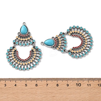 Bohemia Tibetan Style Alloy & Enamel & Synthetic Turquoise Big Pendants FIND-T074-08AS-1