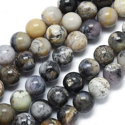 Natural Dendritic Opal Beads Strands G-R494-A23-04A-1