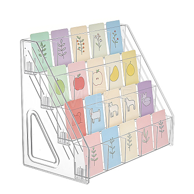 4-Tier 20-Grid Acrylic Card Display Riser Stands ODIS-WH0030-339B-1