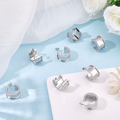 4 Pairs Stainless Steel Round Stud Earring Findings STAS-BBC0011-02-1