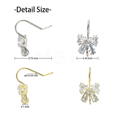 12Pcs 2 Colors Brass Micro Pave Clear Cubic Zirconia Earring Hooks sgZIRC-SZ0003-13-1