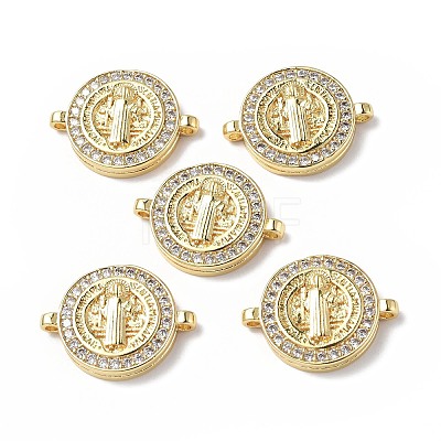 Eco-Friendly Rack Plating Brass Micro Pave Clear Cubic Zirconia Connector Charms KK-F845-03G-1