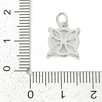 Brass Micro Pave Clear Cubic Zirconia Charms KK-G522-37P-1