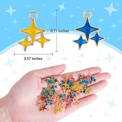 90Pcs 6 Styles Alloy Enamel Pendant Enamel Star Pendant DIY Necklace Pendant Earring Accessories JX583A-1