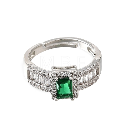 Brass Micro Pave Clear Cubic Zirconia Cuff Open Rings CU-CBA5C10-14P-1