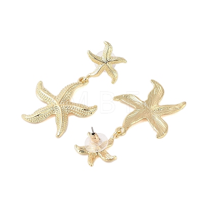 Starfish Alloy Dangle Stud Earrings for Women EJEW-A112-05KCG-1