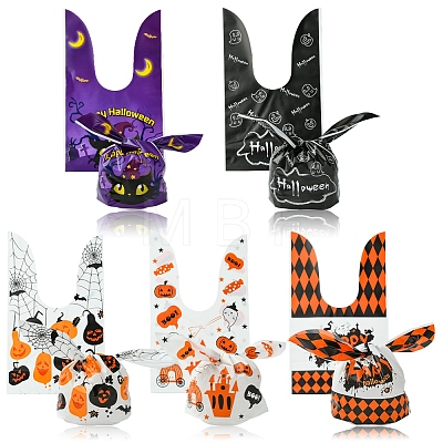 50Pcs 5 Styles Rabbit Shaped Halloween Candy Plastic Bags ABAG-FS0001-08A-1