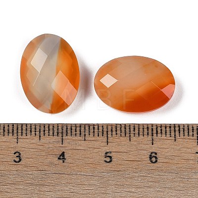 Natural Orange Red Agate(Dyed & Heated) Cabochons G-O175-15C-02-1