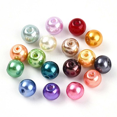 Baking Painted Pearlized Glass Pearl Beads HY-Q003-6mm-M01-1