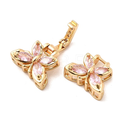 Brass Micro Pave Cubic Zirconia Fold Over Clasps KK-C075-35G-1