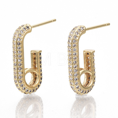 Brass Micro Pave Cubic Zirconia Earring Findings KK-S356-062-NF-1