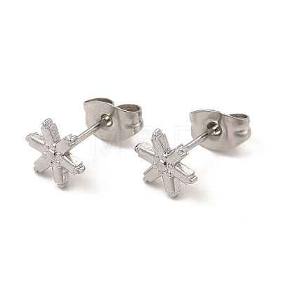 Non-Tarnish 304 Stainless Steel Snowflake Stud Earrings for Women EJEW-I281-34P-1