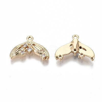 Brass Micro Pave Clear Cubic Zirconia Charms KK-S354-251-NF-1