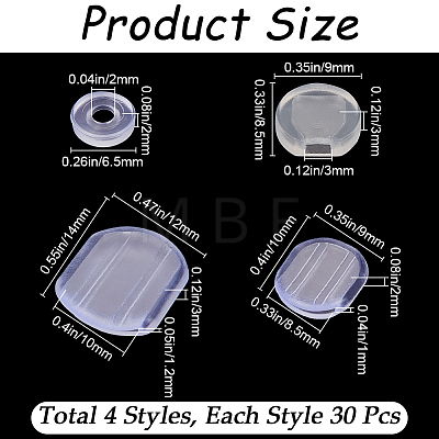 SOFPLATE 120Pcs 4 Style Silicone Clip on Earring Pads FIND-SP0001-01-1