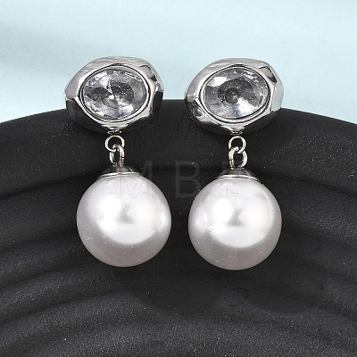 304 Stainless Steel Pave Clear Cubic Zirconia Stud Earrings SA-CBADCF0-01P-1