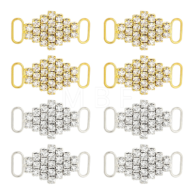 8Pcs 2 Colors Rhombus Brass Rhinestone Bikini Connectors Buckles FIND-HY0005-43-1