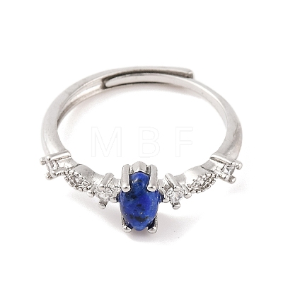 Horse Eye Natural Lapis Lazuli Adjustable Rings RJEW-Q817-02P-01-1