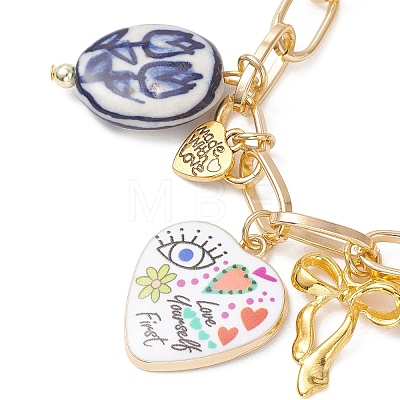 Handmade Porcelain & Alloy Beaded Charm Bracelets BJEW-JB13314-1