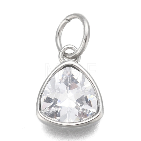 304 Stainless Steel Cubic Zirconia Pendant X-ZIRC-P080-B09-1