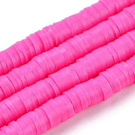 Flat Round Handmade Polymer Clay Beads CLAY-R067-6.0mm-31-1
