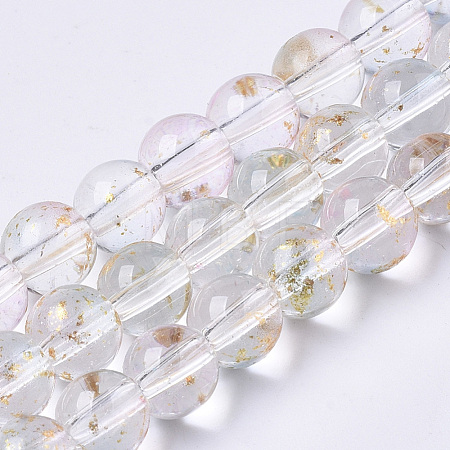 Transparent Spray Painted Glass Bead Strands GLAA-N035-03B-B07-1