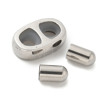 304 Stainless Steel Slider Beads and Cord End Caps STAS-P224-03P-1