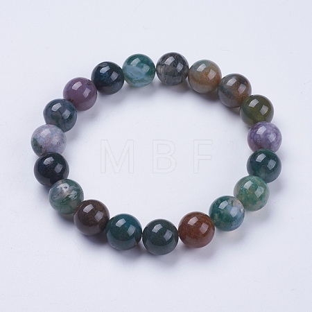 Natural Indian Agate Beaded Stretch Bracelets BJEW-I253-10mm-11-1