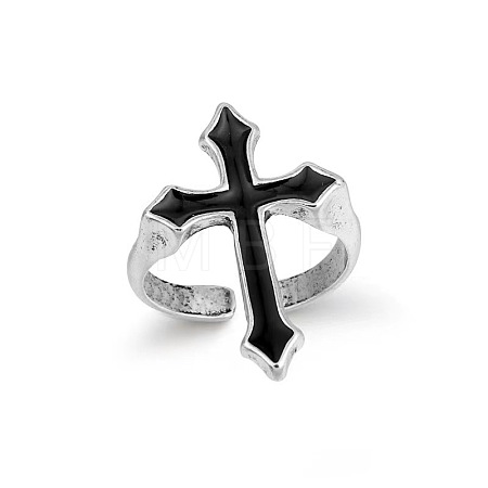 Cross Alloy Enamel Open Cuff Rings for Men FS-WGAFE4A-01-1