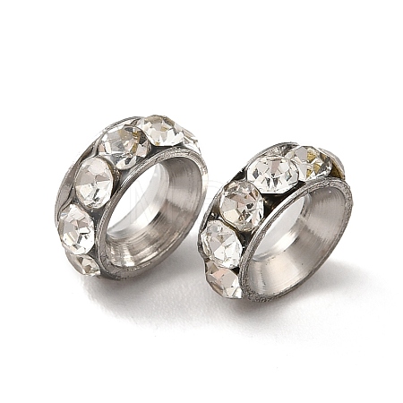 202 Stainless Steel Rhinestone European Beads STAS-E192-10P-1