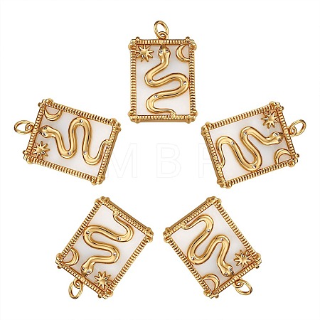 5Pcs Brass Micro Pave Clear Cubic Zirconia Pendants KK-SZ0005-04-1