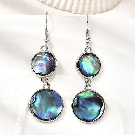 Brass Natural Abalone Shell Dangle Earrings EJEW-F388-01F-P-1