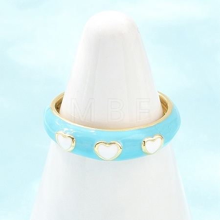 Brass Enamel Cuff Open Rings RJEW-P190-01G-02-1