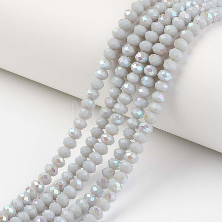 Electroplate Opaque Solid Color Glass Beads Strands X1-EGLA-A034-P6mm-L16-1