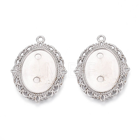 Non-Tarnish 304 Stainless Steel Pendant Cabochon Settings STAS-N114-02P-1