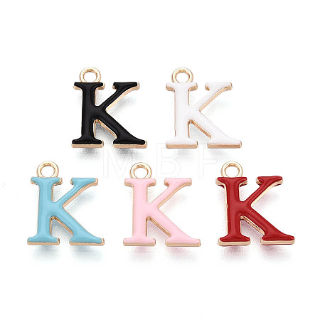 Rack Plating Alloy Enamel Pendants ENAM-T024-53K-G-1