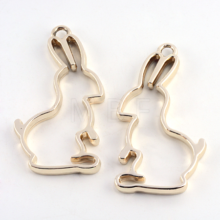 Rack Plating Alloy Bunny Open Back Bezel Pendants PALLOY-S047-41E-FF-1