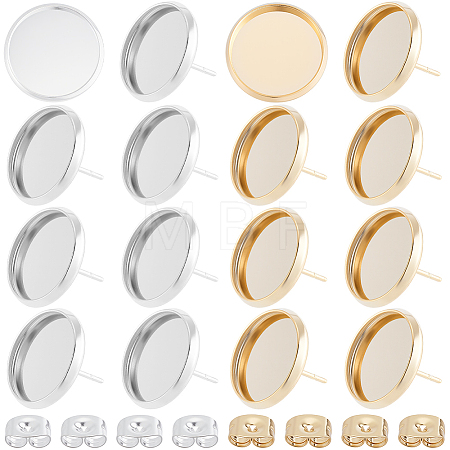 60Pcs 2 Colors 304 Stainless Steel Stud Earring Settings STAS-BBC0009-85-1
